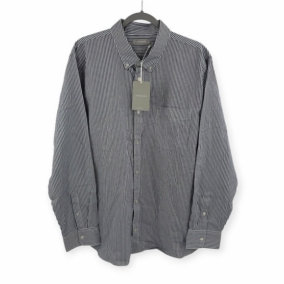 Everlane Cotton Slim Button Down Shirt in navy white Size XXL - Picture 1 of 8